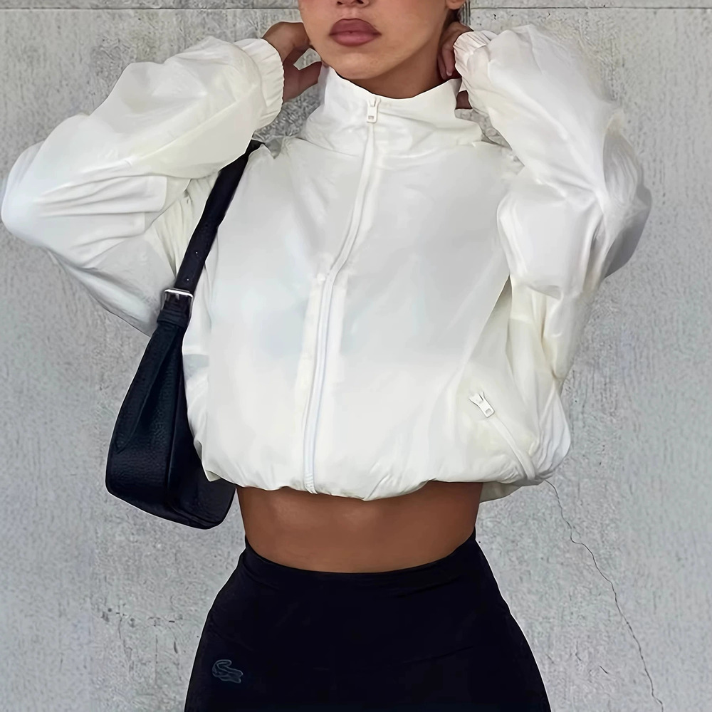 ZARA Short Stand Collar Cardigan Longsleeve Thin Sport Summer Fall UV Protection